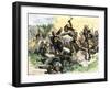 Native Americans Attack the American Garrison at Fort Dearborn in Illinois during the War of 1812-null-Framed Giclee Print