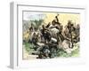 Native Americans Attack the American Garrison at Fort Dearborn in Illinois during the War of 1812-null-Framed Giclee Print