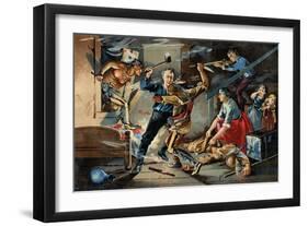 Native Americans Attacking a Colonial Family on the Frontier-null-Framed Giclee Print