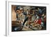 Native Americans Attacking a Colonial Family on the Frontier-null-Framed Giclee Print