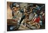 Native Americans Attacking a Colonial Family on the Frontier-null-Framed Giclee Print