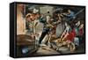 Native Americans Attacking a Colonial Family on the Frontier-null-Framed Stretched Canvas