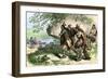 Native Americans Bringing Beaver Pelts to White Traders-null-Framed Giclee Print