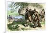 Native Americans Bringing Beaver Pelts to White Traders-null-Framed Giclee Print