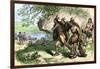 Native Americans Bringing Beaver Pelts to White Traders-null-Framed Giclee Print