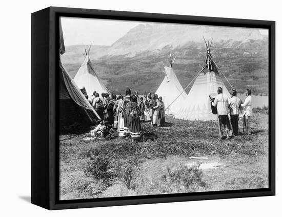 Native Americans Dance amongst Teepees-Philip Gendreau-Framed Stretched Canvas