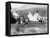 Native Americans Dance amongst Teepees-Philip Gendreau-Framed Stretched Canvas