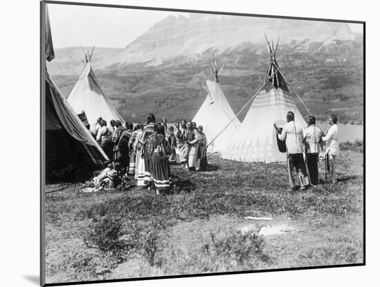 Native Americans Dance amongst Teepees-Philip Gendreau-Mounted Photographic Print