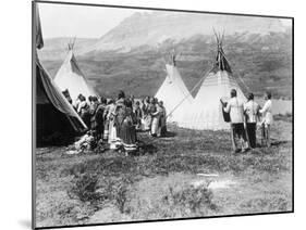 Native Americans Dance amongst Teepees-Philip Gendreau-Mounted Photographic Print