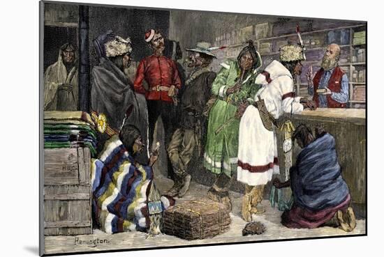 Native Americans Exchanging Furs for Goods at a Hudson Bay Company Post-null-Mounted Giclee Print