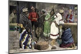 Native Americans Exchanging Furs for Goods at a Hudson Bay Company Post-null-Mounted Giclee Print