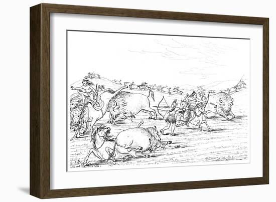 Native Americans Hunting Buffalo, 1841-Myers and Co-Framed Giclee Print