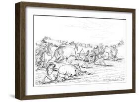 Native Americans Hunting Buffalo, 1841-Myers and Co-Framed Giclee Print