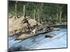 Native Americans in a Dugout Canoe on the Columbia River-null-Mounted Giclee Print