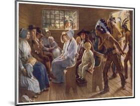 Native Americans Interrupt a Puritan Church Service-null-Mounted Art Print