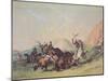 Native Americans Killing a Bear-George Catlin-Mounted Giclee Print