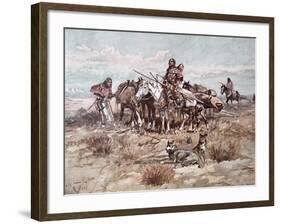 Native Americans Plains People Moving Camp, 1897-Charles Marion Russell-Framed Premium Giclee Print