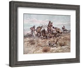 Native Americans Plains People Moving Camp, 1897-Charles Marion Russell-Framed Giclee Print