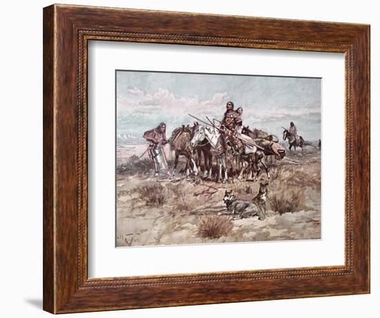 Native Americans Plains People Moving Camp, 1897-Charles Marion Russell-Framed Giclee Print