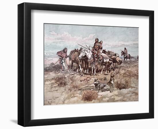 Native Americans Plains People Moving Camp, 1897-Charles Marion Russell-Framed Giclee Print