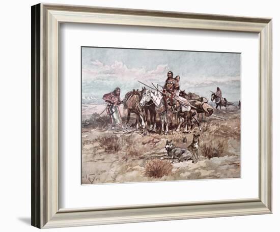 Native Americans Plains People Moving Camp, 1897-Charles Marion Russell-Framed Giclee Print