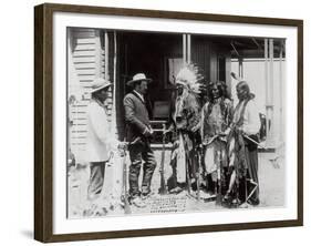 Native Americans Talking to American Military Personnel-Science Source-Framed Giclee Print