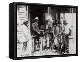 Native Americans Talking to American Military Personnel-Science Source-Framed Stretched Canvas