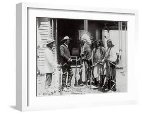 Native Americans Talking to American Military Personnel-Science Source-Framed Giclee Print