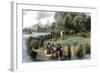 Native Americans Welcome Puritans with a Gift of Fish on the Charles River, 1635-null-Framed Giclee Print