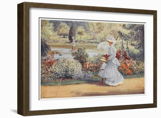 Native Australian and Her Daughter Stroll Among Indigenous Australian Flora in the Botanical Garden-Percy F.s. Spence-Framed Art Print