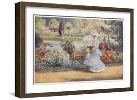 Native Australian and Her Daughter Stroll Among Indigenous Australian Flora in the Botanical Garden-Percy F.s. Spence-Framed Art Print