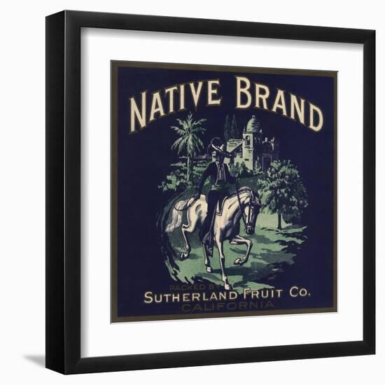 Native Brand - California - Citrus Crate Label-Lantern Press-Framed Art Print