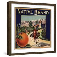 Native Brand - California - Citrus Crate Label-Lantern Press-Framed Art Print