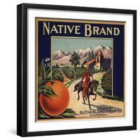 Native Brand - California - Citrus Crate Label-Lantern Press-Framed Art Print