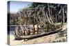 Native Canoe on a Palm Shaded Beach, Solomon Islands, C1923-York & Son-Stretched Canvas