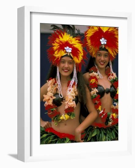 Native Dancers, Huahine, Tahiti, French Polynesia, Oceania-Bill Bachmann-Framed Photographic Print