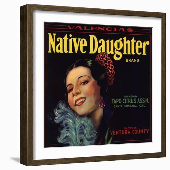 Native Daughter Brand - Santa Susana, California - Citrus Crate Label-Lantern Press-Framed Art Print