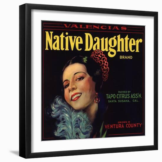 Native Daughter Brand - Santa Susana, California - Citrus Crate Label-Lantern Press-Framed Art Print