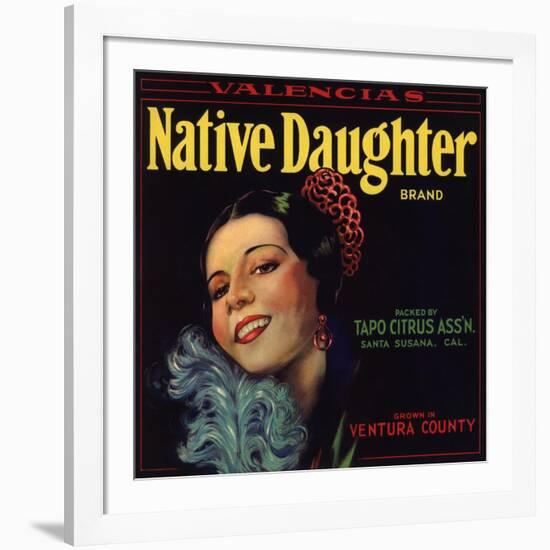 Native Daughter Brand - Santa Susana, California - Citrus Crate Label-Lantern Press-Framed Art Print