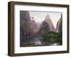 Native Figures, Milford Sound, New Zealand, Also Depicted Are Mitre Peak and Bowens Fall, 1892-Eugene Von Guerard-Framed Giclee Print