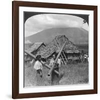 Native Girls with their Water Vessels Made from Shafts of Bamboo, Philippines, 1907-HC White-Framed Giclee Print