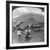 Native Girls with their Water Vessels Made from Shafts of Bamboo, Philippines, 1907-HC White-Framed Giclee Print