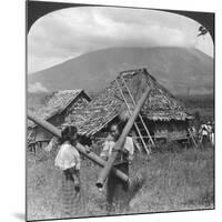 Native Girls with their Water Vessels Made from Shafts of Bamboo, Philippines, 1907-HC White-Mounted Giclee Print