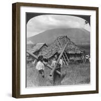 Native Girls with their Water Vessels Made from Shafts of Bamboo, Philippines, 1907-HC White-Framed Giclee Print