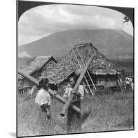 Native Girls with their Water Vessels Made from Shafts of Bamboo, Philippines, 1907-HC White-Mounted Giclee Print