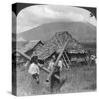 Native Girls with their Water Vessels Made from Shafts of Bamboo, Philippines, 1907-HC White-Stretched Canvas