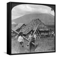 Native Girls with their Water Vessels Made from Shafts of Bamboo, Philippines, 1907-HC White-Framed Stretched Canvas