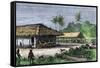 Native Houses in a Jungle of Brazil, 1800s-null-Framed Stretched Canvas