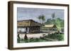 Native Houses in a Jungle of Brazil, 1800s-null-Framed Giclee Print