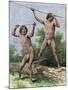 Native Hunters of Tierra Del Fuego with Spear and Sling-null-Mounted Giclee Print